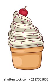 sweet cupcake with cherry icon