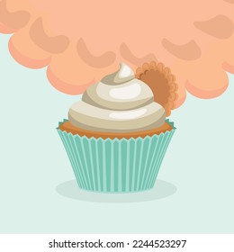 süßer Cupcake mit Cookie-Symbol