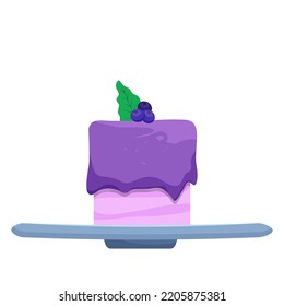 Sweet cupcake with cream and berries. Vector