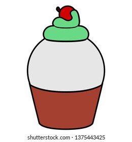 Sweet cupcake with cream icon. Vector illustration design