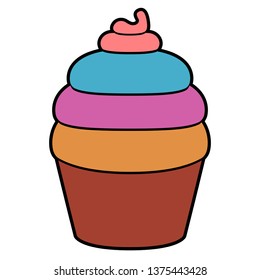 Sweet cupcake with cream icon. Vector illustration design