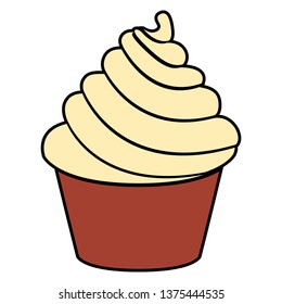 Sweet cupcake with cream icon. Vector illustration design