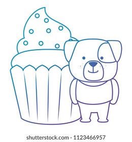 sweet cupcake with cute dog