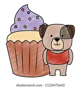 sweet cupcake with cute dog