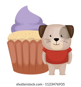 sweet cupcake with cute dog