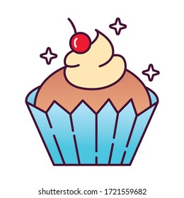 sweet cupcake delicious detailed style icon vector illustration design