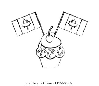 sweet cupcake with flags canada day
