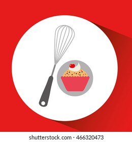 sweet cupcake food and rolling icon, vector illustration
