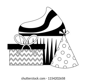 sweet cupcake with gift box present and hat party