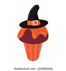 sweet cupcake halloween on white background
