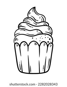 Sweet cupcake hand drawn food icon isolated