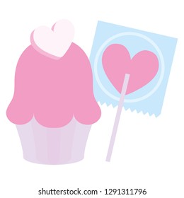 sweet cupcake with heart