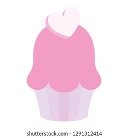 sweet cupcake with heart