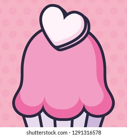 sweet cupcake with heart