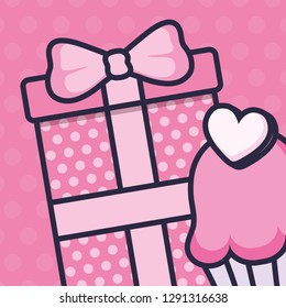 sweet cupcake with heart