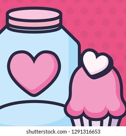 sweet cupcake with heart