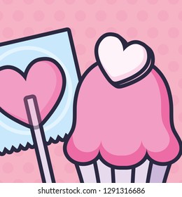 sweet cupcake with heart