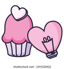 sweet cupcake with heart