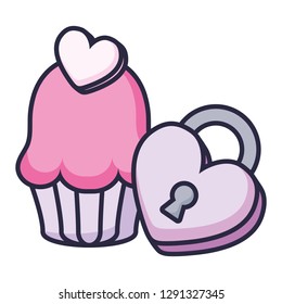 sweet cupcake with heart