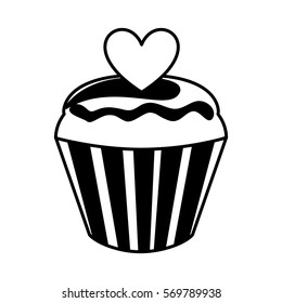 sweet cupcake with heart vector illustration design