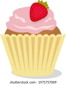 Sweet cupcake for the holiday with strawberries