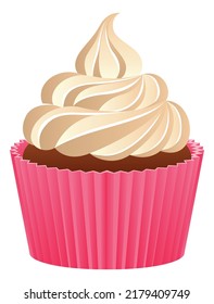Sweet cupcake icon. Cream swirl cartoon dessert