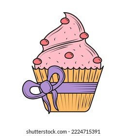 sweet cupcake icon flat isolated