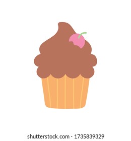 sweet cupcake icon, flat style , vector illustration