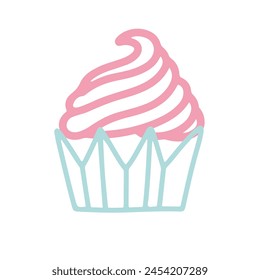 sweet cupcake icon hand drawn illustration.