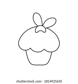 sweet cupcake icon over white background, line style, vector illustration