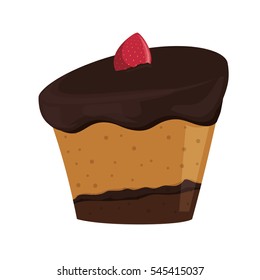 sweet cupcake icon over white background. colorful design. vector illustration