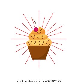 sweet cupcake icon over white background. colorful design. vector illustration