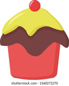 Sweet cupcake, illustration, vector on white background.