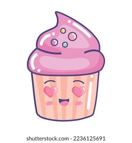 sweet cupcake kawaii character icon