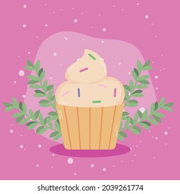 Cupcakes und Blättersymbol