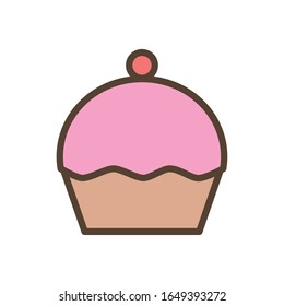 Sweet cupcake line and fill style icon design, dessert food delicious sugar snack and tasty theme Vector illustration