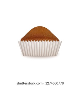 Sweet cupcake on white background, Concept about birthday wish. Lovely dessert for celebration. Realistic Vector illustration