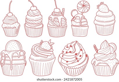 Sweet Cupcake Outline For Drawing Book