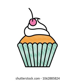 sweet cupcake pasry delicious cream cherry
