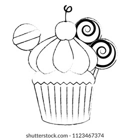 sweet cupcake pastry with candies