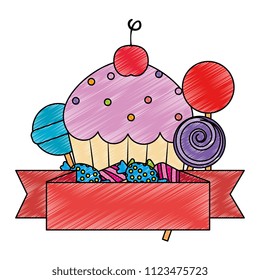 sweet cupcake pastry with candies