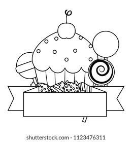 sweet cupcake pastry with candies
