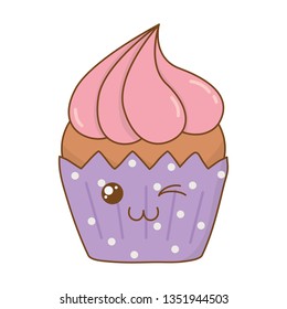 sweet cupcake pastry kawaii character