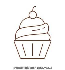 sweet cupcake pastry line style icon vector illustration design