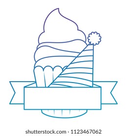 sweet cupcake pastry with party hat