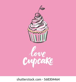 Sweet Cupcake print. Lettering