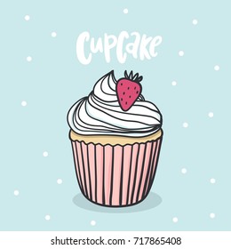 Sweet Cupcake print. Lettering. 