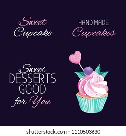 Sweet Cupcake print. Lettering. Sweet desserts good for you