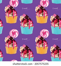 nahtloser Cupcake-Vektor  