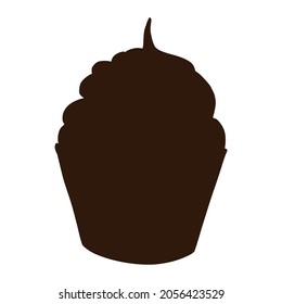 Sweet Cupcake Shadow. Tasty Pastry. Muffin silhouette for stickers, invitation, harvest, logo, recipe, menu and greeting cards decoration.
